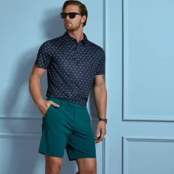 Geometric Floral Tech Jersey Polo Blå