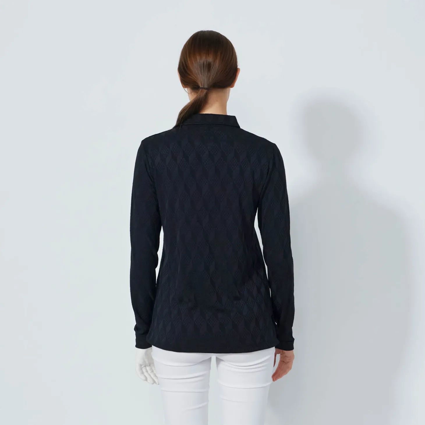 Graphic Jaquard Ls Poloshirt Svart