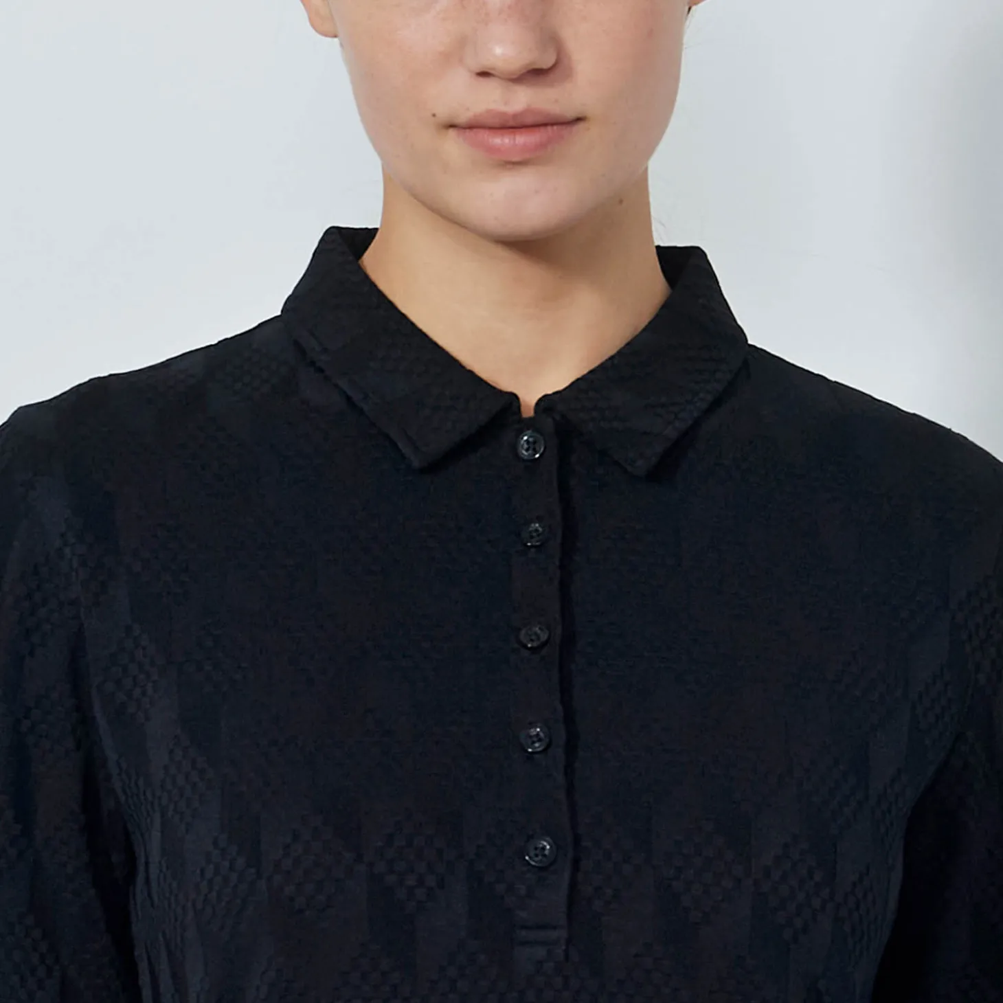 Graphic Jaquard Ls Poloshirt Svart