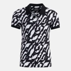 W Tech Hidden Button Pique AOP Svart Vit